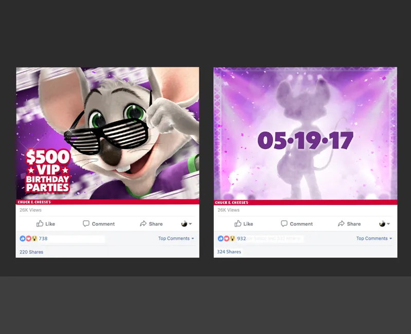 Chuck E. Cheese’s — Anniversary social campaign